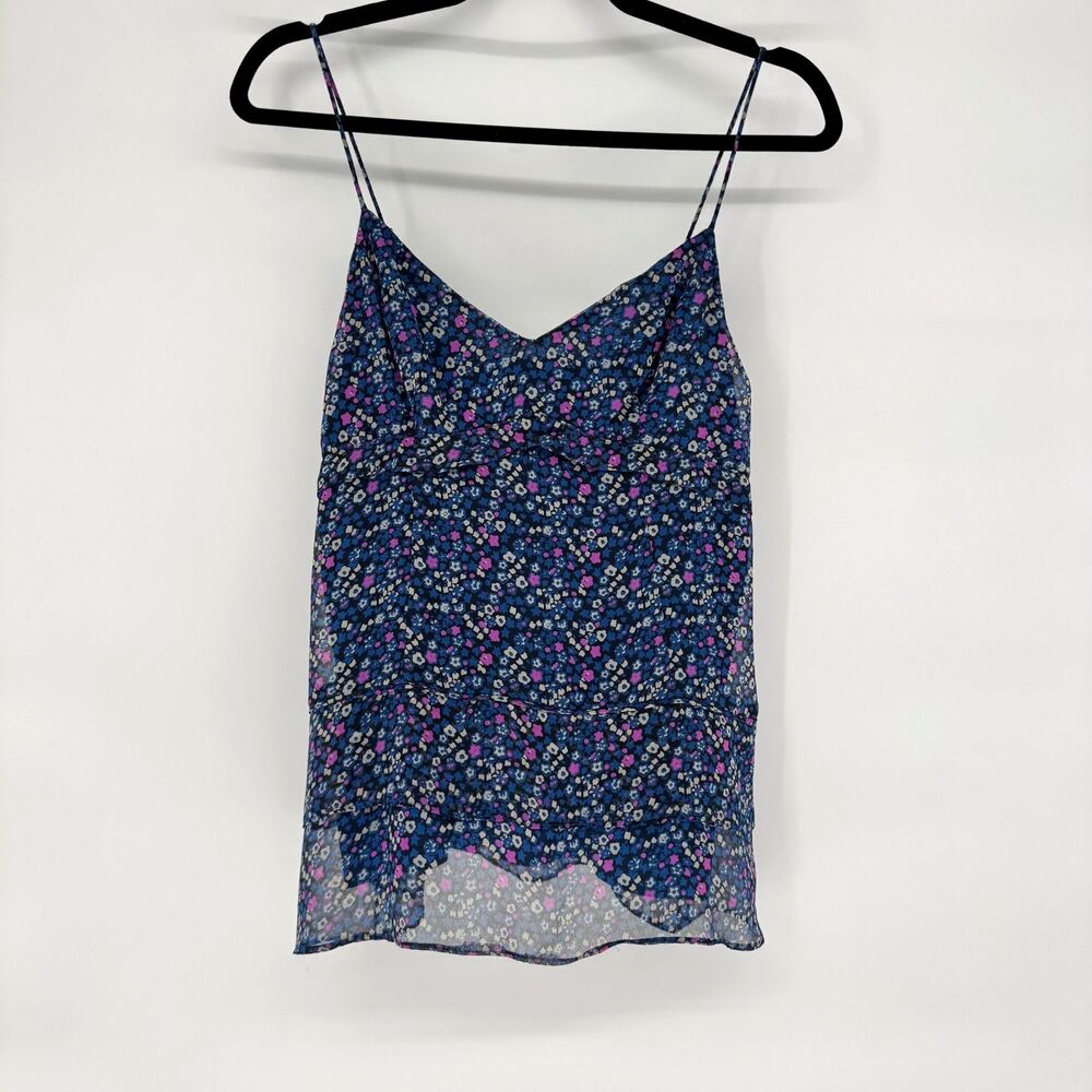 American Eagle Outfitters Blue Floral Tiered Cami Top Medium